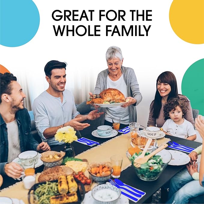 Party Solids Dark Blue Plastic Silverware Heavy Duty 150 Pieces Dark Blue Plastic Cutlery Sets, Utensil Sets, 50 Of Each Forks, Knives & Spoons Disposable Cutlery Set, Flatware Set For Party Supplies