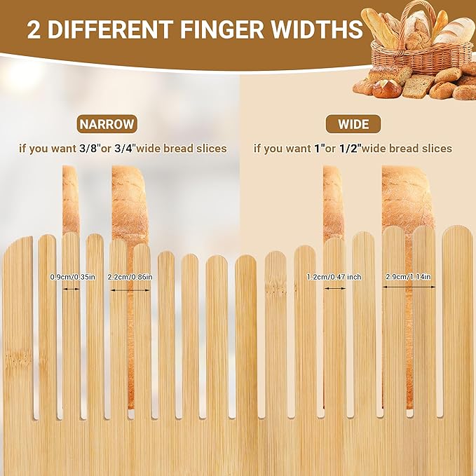 Bamboo Bread Slicer with Crumb Tray, 10.5″ Adjustable Bread Cutter & Bread Slicer Guide for Homemade Bread, Sourdough, Baguette & Sandwich – Foldable Kitchen Tool for Home Bakers