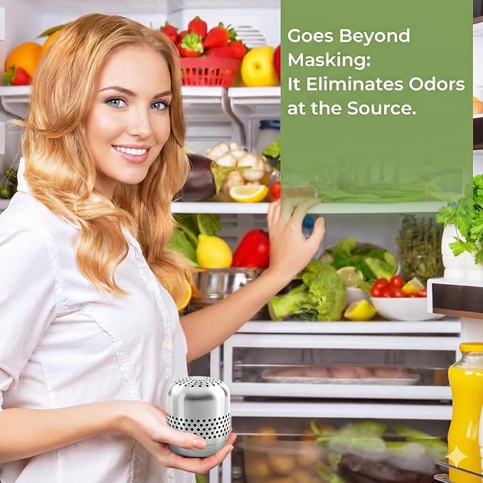 Fridge Deodorizer Lasts 10 Years, long-lasting Refrigerator Deodorizer Odor Eliminator - More Effective Than Baking Soda & Charcoal Bags, For Car, Closet - Nano Catalyst Technology (1 Pack)