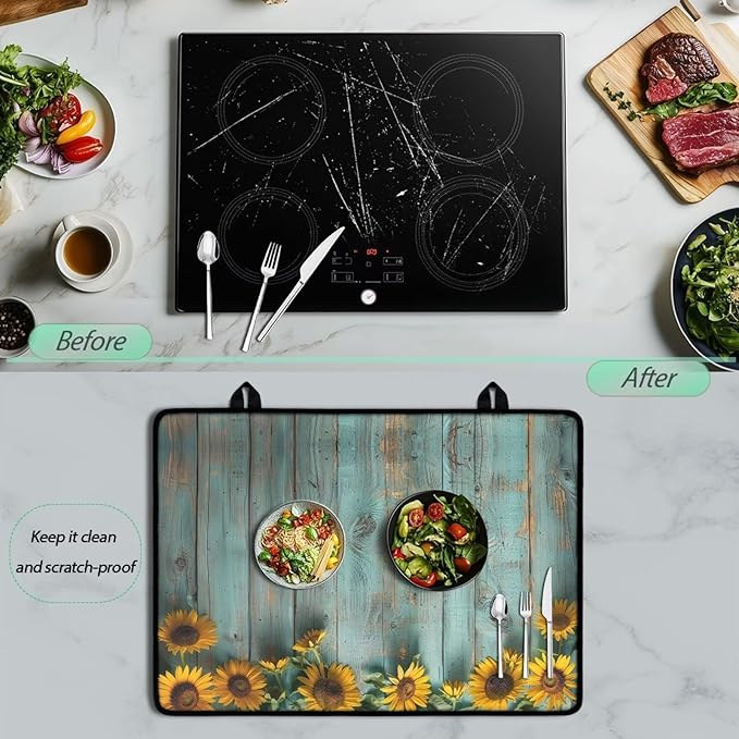 Sunflower Stove Top Covers for Glasstop Stoves Countertop Covers Electric Stove Protector Scratch-Resistant Flat Top Oven Cover