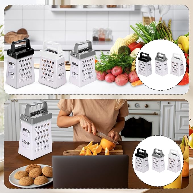 6 Pcs Mini Cheese Grater Professional Small Box Grater Stainless Steel Handheld Slicer with 4 Sides Food Shredder Safe Zester for Kitchen Cheese Garlic Ginger Vegetable Potatoes