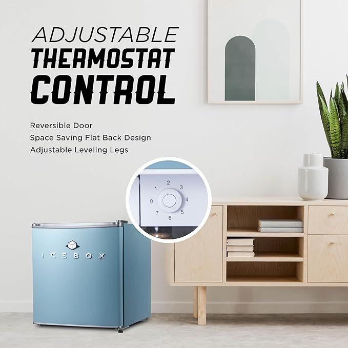ICEBOX 1.7 Cu. Ft. Compact Refrigerator, ENERGY STAR Certified Small Refrigerator, Single Door Mini Fridge with Chiller Compartment, R600a Refrigerant, IBCR17SLT, Slate Blue