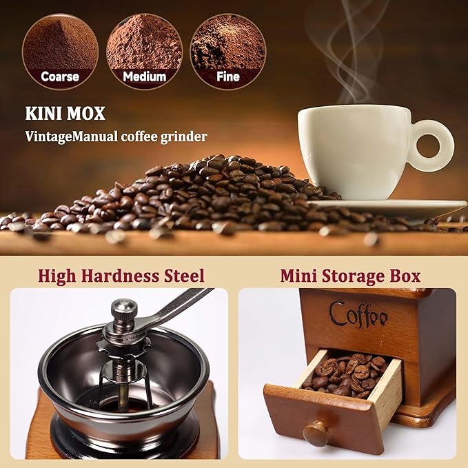 Manual Coffee Grinder Mini Vintage Wooden Coffee Bean Grinder for Decoration Display Antique Coffee Mill for Making Mesh Coffee Classic French Press for Decoration