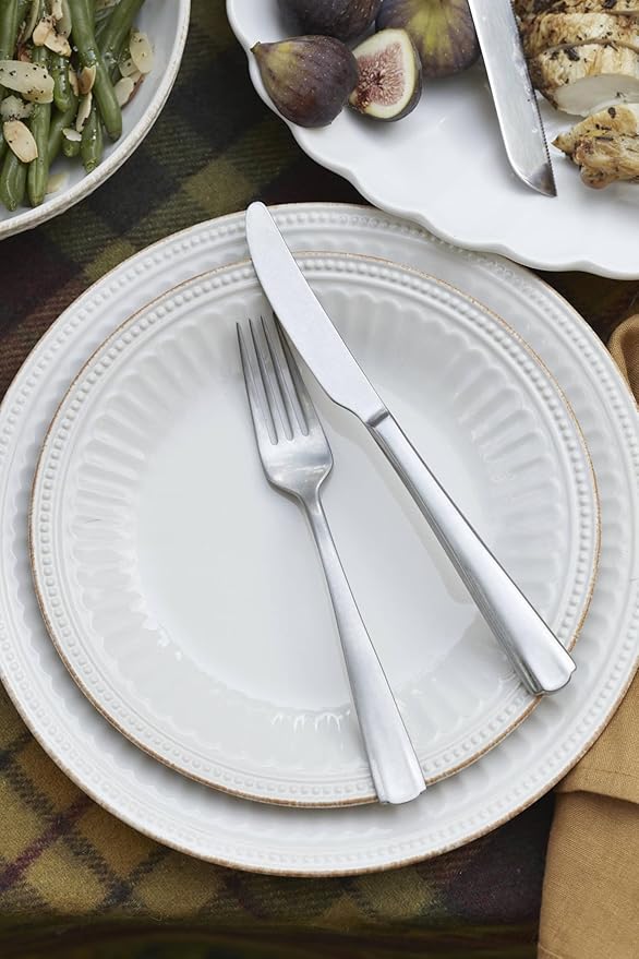 Lenox 891196 French Perle Groove White 12-Piece Pasta Bowl Dinnerware Set, Service For 4