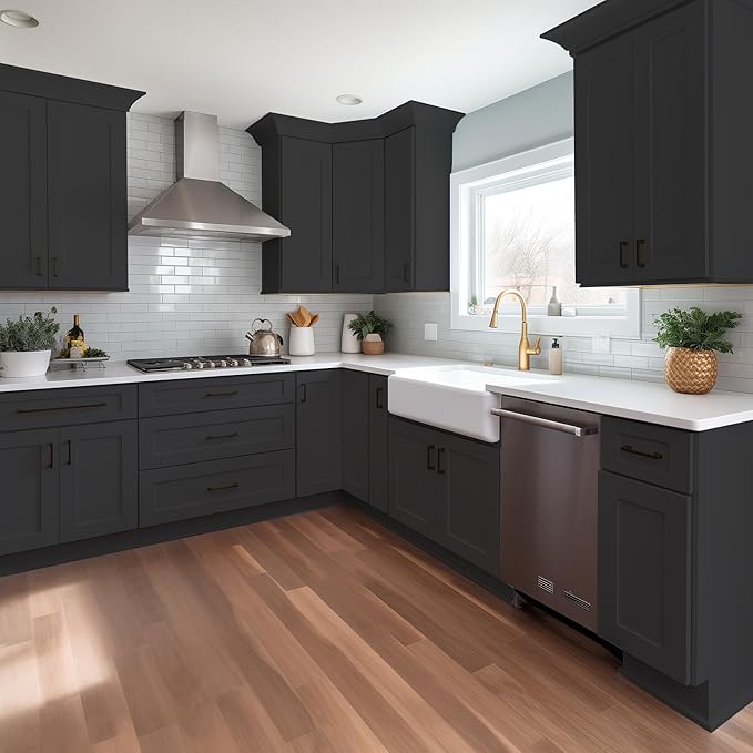 Wall-Mounted Cabinet – Solid Wood Shaker Style Medicine Cabinet with Adjustable Shelves & Soft-Close Doors for Bathroom, Kitchen, and Office Storage (Charcoal Black, 39" W x 12" D x 36" H)