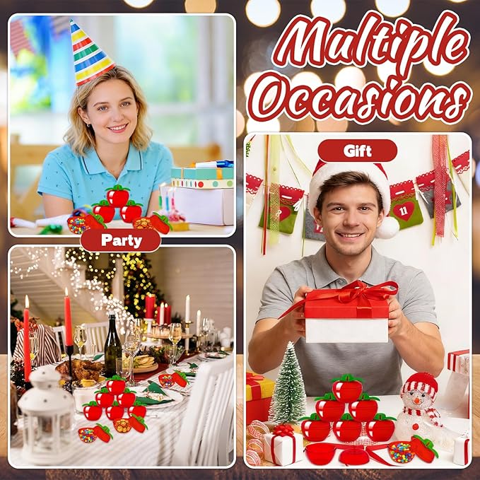 Woozettn 24PCS Plastic Apple-Shaped Containers with Lids,Mini Red Apple Candy Jars for Wedding Favors,Office Desk Storage & Seasonal Home Décor Gifts
