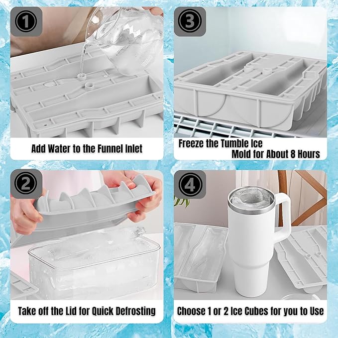 Ice Mold for 40oz Tumbler Cup – Hollow Cylinder Silicone Ice Cube Tray, Easy Fill & Release Ice Mold for Freezer, BPA-Free, Compatible with Stanley 40oz, Whiskey & Cocktail (Black)