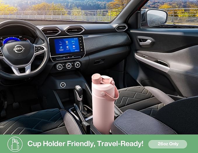 POWCAN 26 oz Insulated Water Bottle with 2-in-1 Straw and Spout Lid, Keep Cold 24H, Leak-Proof, Fits in Car Cup Holder, Stainless Steel Water Bottle for Sports, Travel, and School (Mint)