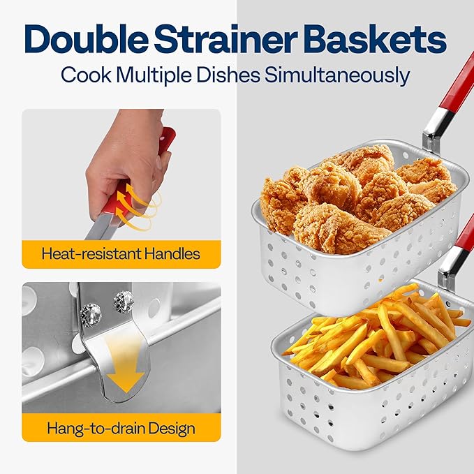 VIVOHOME Double Deep Fryer with 2 Baskets and 54,000 BTU Cast Iron Burner Stand