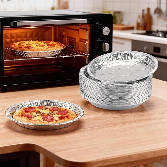 36 Pack 9 Inch Round Aluminum Foil Pie Tins - Disposable Heavy-Duty Pans, Freezer Safe for Baking Pies, Quiches, Tarts & Takeout