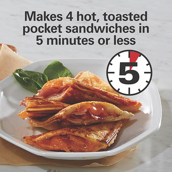 Hamilton Beach Electric Sealed Sandwich Maker Grill with PFAS-Free Nonstick Plates, Makes Stuffed French Toast, Omelets, Compact & Easy to Store, Black (25430G) (Pack of 2)