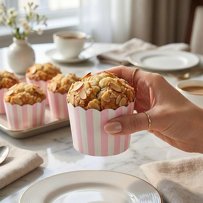 Restaurantware Baking Cups 200 Pack of 6 oz Paper Cupcake Liners Greaseproof Scalloped Oven-Safe Elegant Dessert Muffin Cups Disposable for Parties