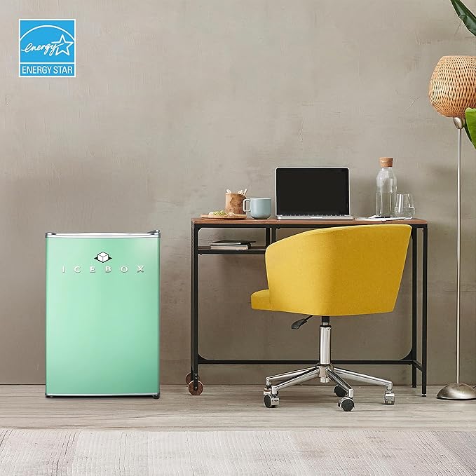 ICEBOX 2.5 Cu. Ft. Compact Refrigerator, ENERGY STAR Certified Small Refrigerator, Single Door Mini Fridge with Chiller Compartment, R600a Refrigerant, IBCR25MNT, Mint Green
