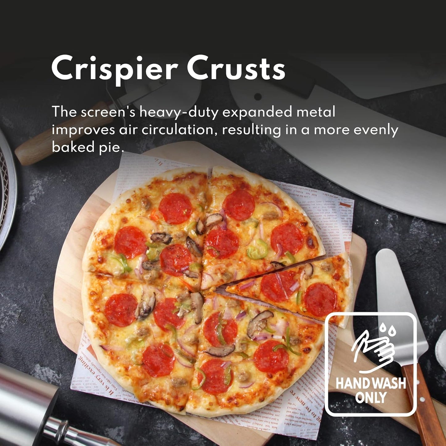 New Star Foodservice Restaurant-Grade Aluminum Pizza Baking Screen, Seamless (14-Inch (Pack of 6))