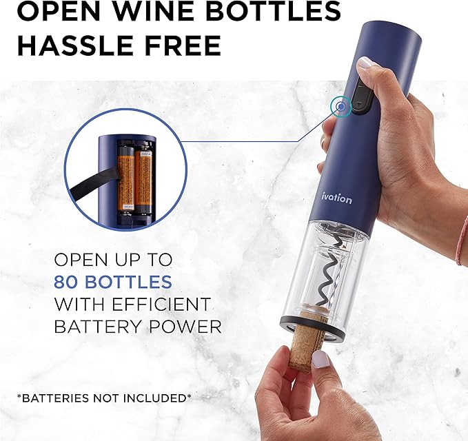 Ivation All-in-One Wine Gift Set – Includes Electric Bottle Opener, Aerator Dispenser, Preserver Pump, 2 Cork Stoppers, Foil Cutter & Gift Box