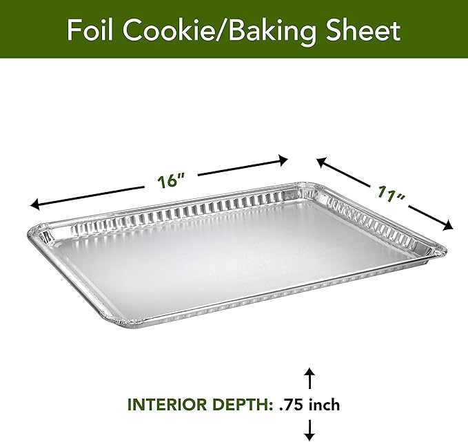16 x 11 Inch 20 Pack Large Aluminum Pans Cookie Sheets Heavy Duty Non Stick Disposable Baking Trays for Cookies Bacon Brownies Rectangular Foil Pans for Oven Broiler Cooking Grilling Catering