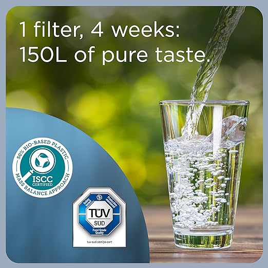 BRITA Marella Water Filter Jug Graphite (2.4L) incl. 1x MAXTRA PRO Pure Performance Cartridge - Fridge-Fitting jug with Digital LTI and Flip-Lid - Now in Sustainable Smart Box Packaging