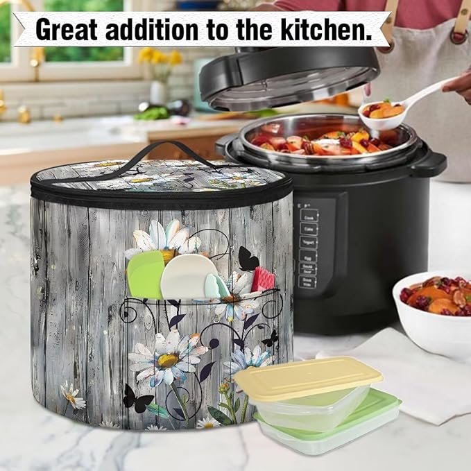 Wood Electric Pressure Cooker Daisy Storage Bag Kitchen Appliance Protective Pressure Cooker Insulation Bag for Women