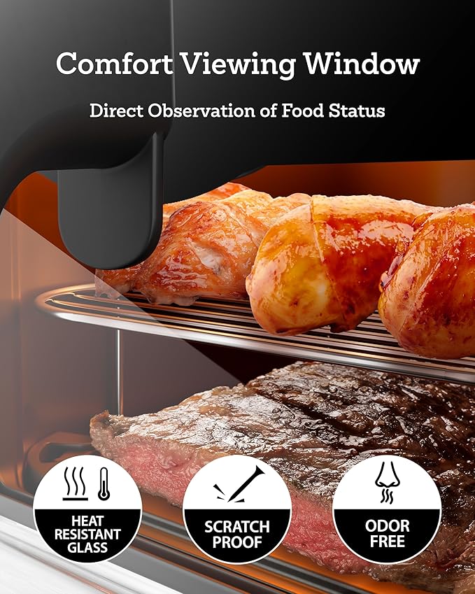 Air Fryer 6 Qt, All Metal Air Fryer, Stainless Steel Housing& Full Metal Inner Pot, PTFE and PFAS Free, 9 Digital One-Touch Cook Functions,120°F~450°F, 1700W