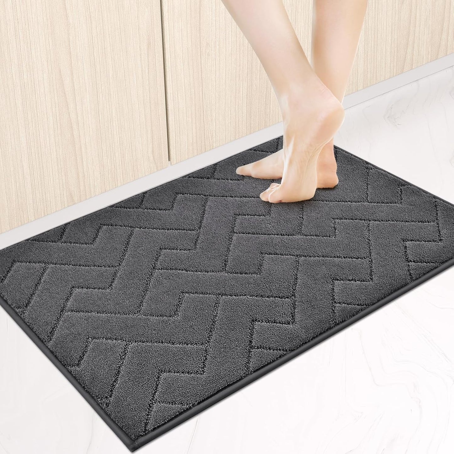 Machine Washable Kitchen Rugs 24" x 36", Non-Slip Kitchen Runner Rugs Mats for Floor, Absorbent Comfort Standing Mats for Kitchen, Sink, Laundry and Hallway, Charcoal
