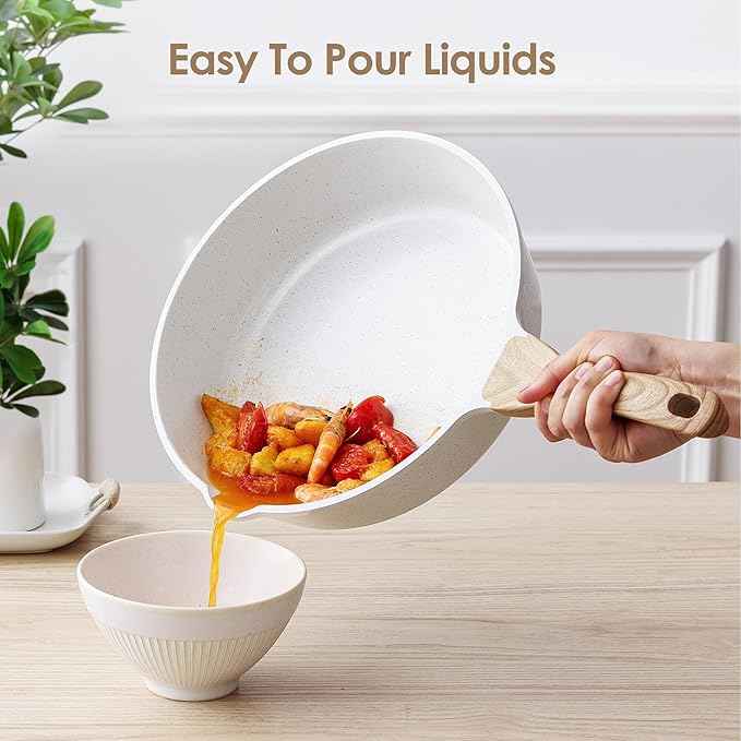 SENSARTE Nonstick Ceramic Cookware Set 16-Piece, Healthy Pots and Pans Set, Non-toxic Kitchen Cooking Set with Stay-Cool Handles, Silicone Utensils and Pot Protectors, PFAS/PTFE/PFOA Free