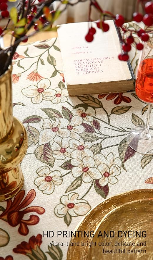 ISAENNE Designer Bohemian Square Table Cloth,Linen Colorful Floral Pattern Tablecloth,Fall Wrinkle Resistant Decorative Tablecloths for Dining Thanksgiving Kitchen Party,67"*67"-Grace A