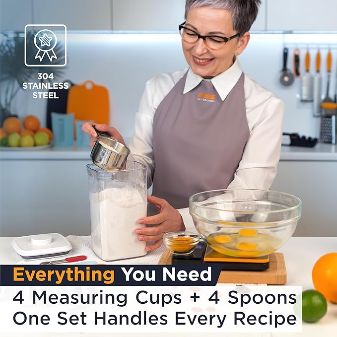 Deiss LUX Stainless Steel Measuring Cups and Spoons Set and Deiss PRO 3 Piece Silicone Measuring Cup Set