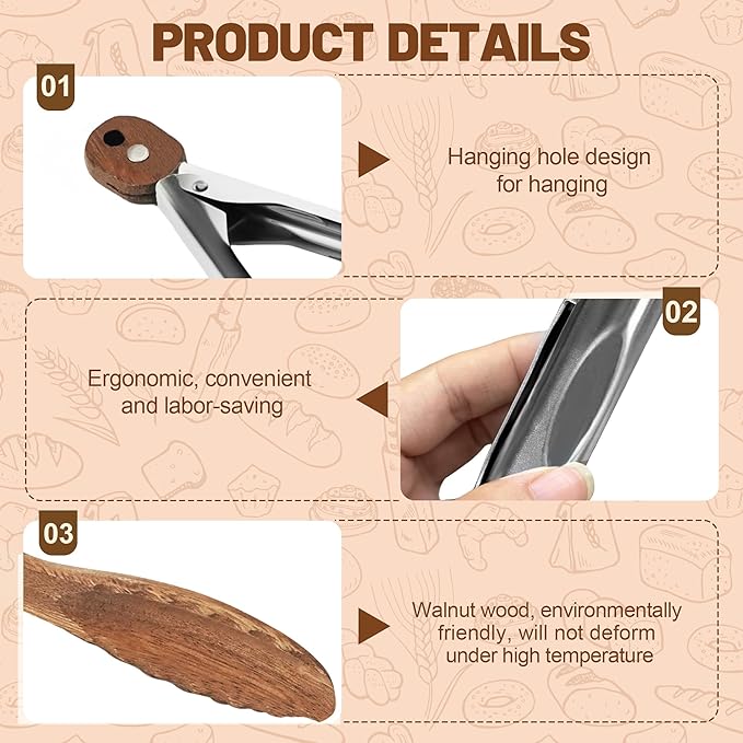 Wooden Tongs for Cooking, Multi-Purpose for Tossing Salads, Grilling, Flipping Food & Serving Bread - Strong Grip Walnut Wood Tips, Heat Resistant & Non-Deforming (7inch)