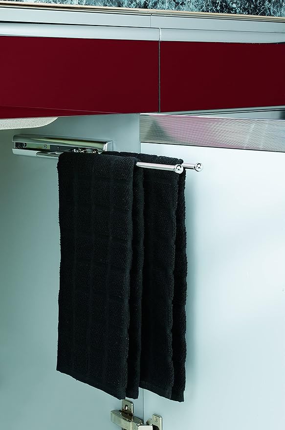 Rev-A-Shelf Under Sink Cabinet Kitchen Bathroom Prong Pullout Extendable 2 Prong Standard Size Towel Bar Organizer, Chrome, 563-51-C