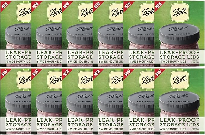 Ball Mason Jar Leak-Proof Lids, Wide Mouth, 6 CT (Pack of 12)