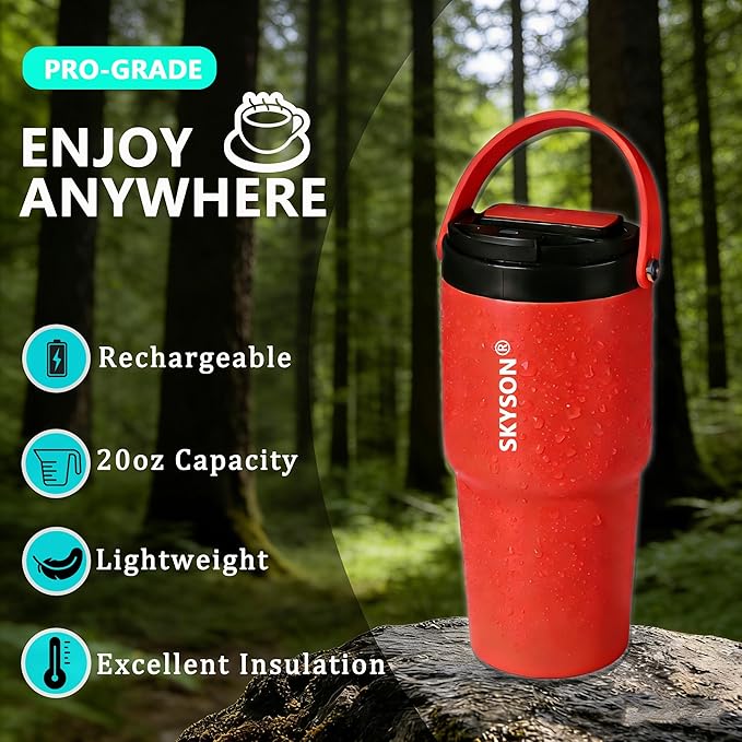 Portable Coffee Maker Mug for Travel,Mini Espresso Coffee Machine,20 oz Thermos Cup with Lid Fast Extraction Electric Filter Brewer,Insulated Stainless Steel Tumbler(White)