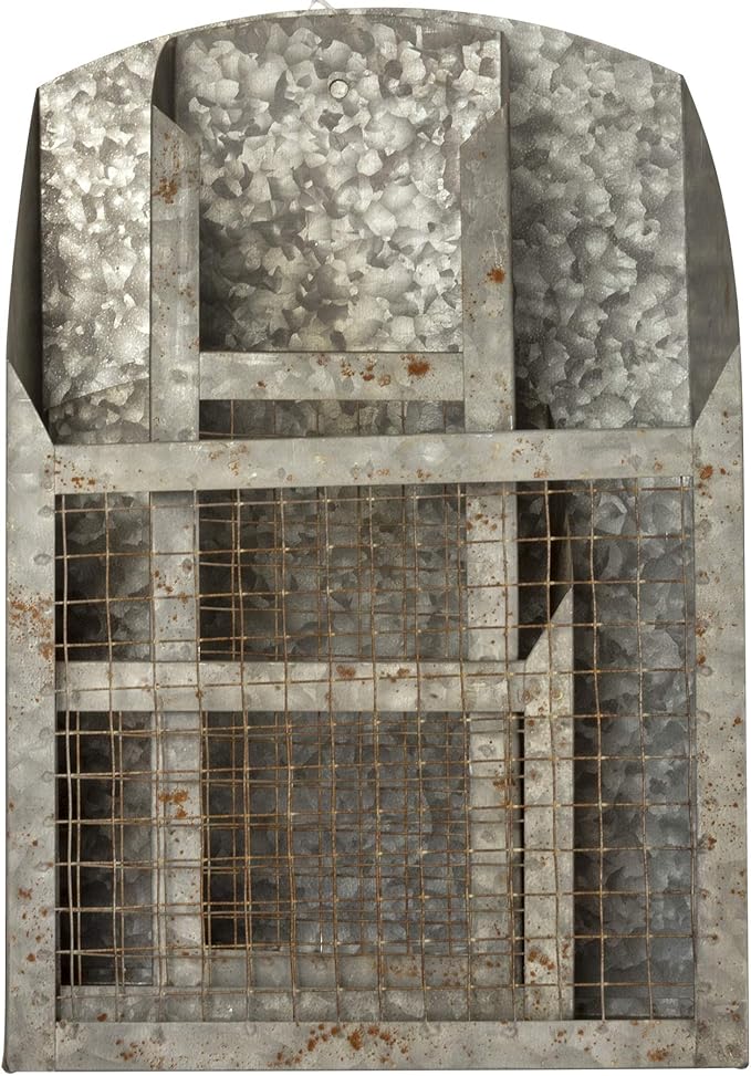 Primitives by Kathy Rustic Farmhouse Wire Bins - Handmade Galvanized Metal for Home and Kitchen Decor, Farmhouse Style