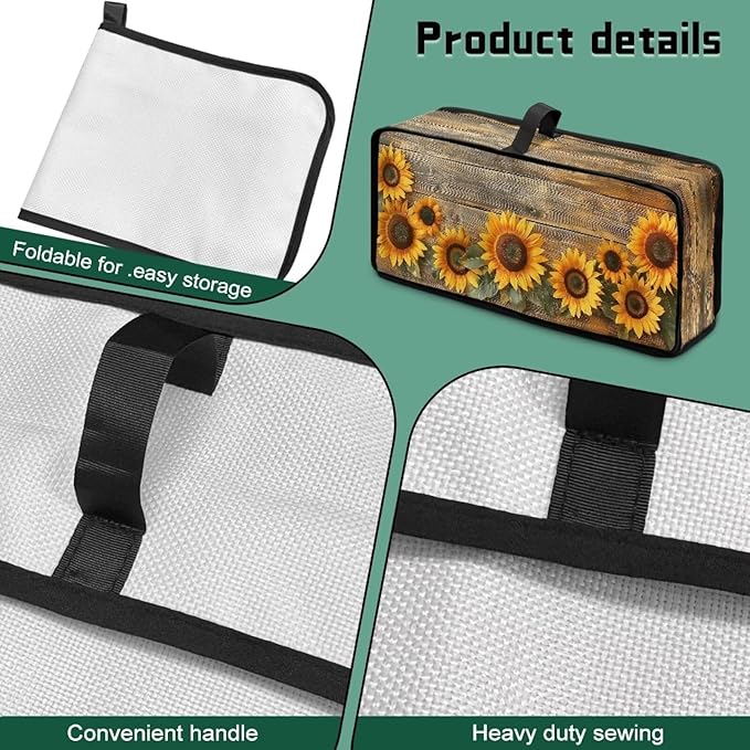 2 Slice Slim Toaster Cover Sunflower Wooden Toaster Cover Easy to Fold and Store Dust-proof Kitchen Appliance Protector Universal Fit