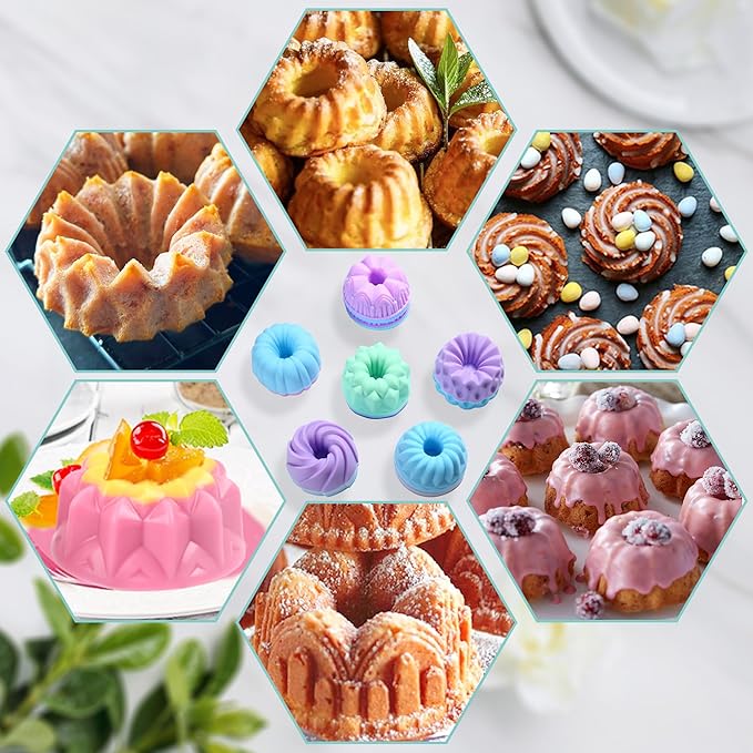 To encounter 24Pack Silicone Molds, Nonstick 3 inches Donut Mold, Silicone Baking Cups, Donut Pan, Muffin, Jello, Bagel Pan, Oven- Microwave- Dishwasher Safe