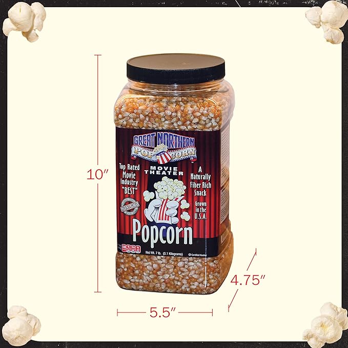 Yellow Popcorn Kernels Bulk Resealable 7lb Jug - Non-GMO Premium Gourmet Popcorn Kernels for Popping in Microwave, Stovetop, or Machine by Great Northern Popcorn