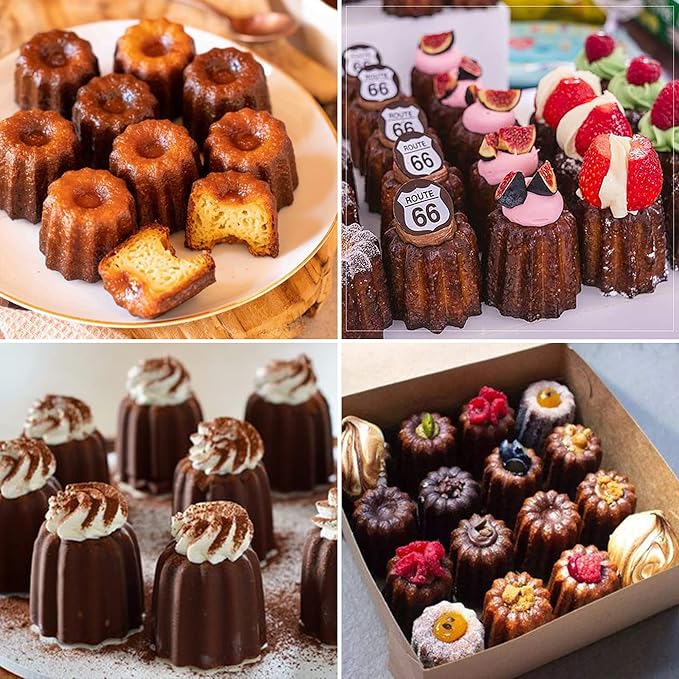 Sidosir 2Pcs Canele Mold Silicone, 12-Cavity Nonstick Canele Silicone Baking Cake Pan for Bread Muffin
