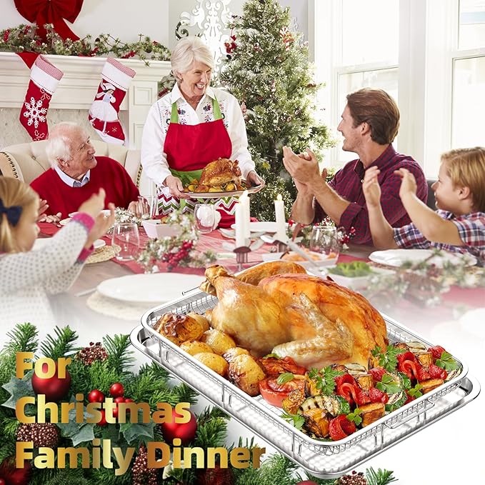 3 Set Air Fryer Basket, Air Fryer Pans and Tray for Oven with 90 PCS Parchment Papers, DEGOVIN Non-stick Stainless Steel Oven Air Fryer Basket and Tray-18.8" x 12.8" &14.88"×10.98"&12.8" x 8.9"
