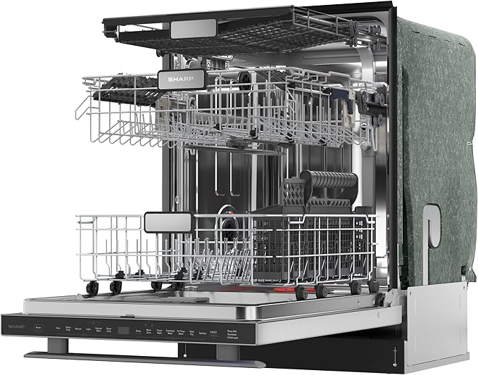 Sharp SDW6736MS 24-inch Stainless Steel Dishwasher, Third Rack, Library Quiet 47 dB, Power Wash Sprayer