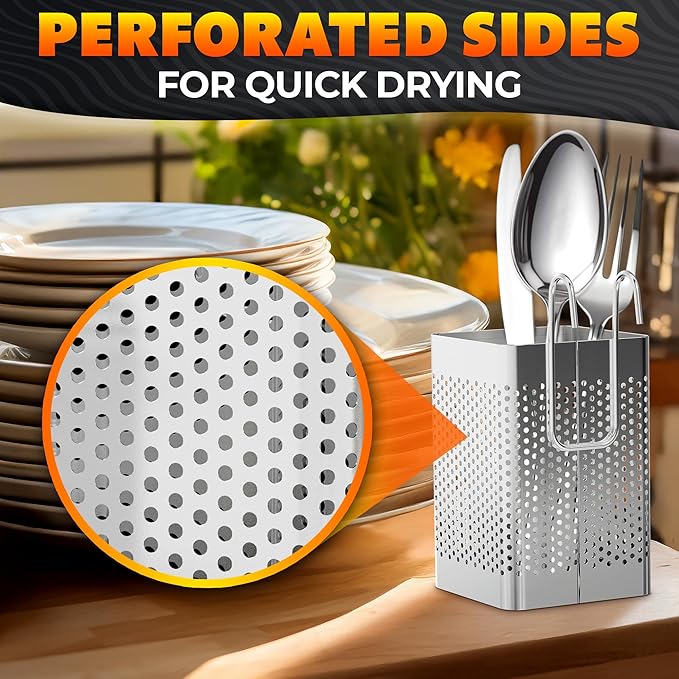 Dishwasher Chopstick Basket – 2.75" x 2.75" x 3.93" Stainless Steel Utensil Holder, Rust-Resistance Chopstick Holder for Dishwasher Basket – Hanging Caddy for Organizing Chopsticks, Straws & Teaspoons