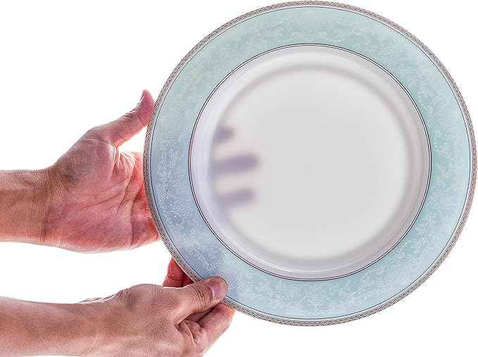 Fine Bone China Dinnerware Set,16 Pcs Classic Relief Pattern Gilt Edged High Grade Porcelain Tableware Sets For 4 People
