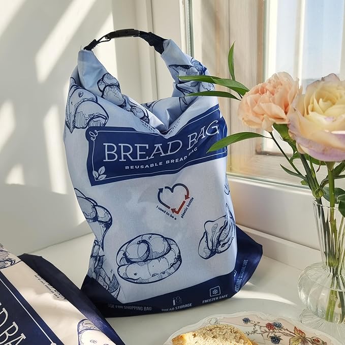 GRIN BY GRIN- Bread Bags 2 Pack Reusable Zipper Bags for Homemade Bread Sourdough Extra Large Freezer Storage