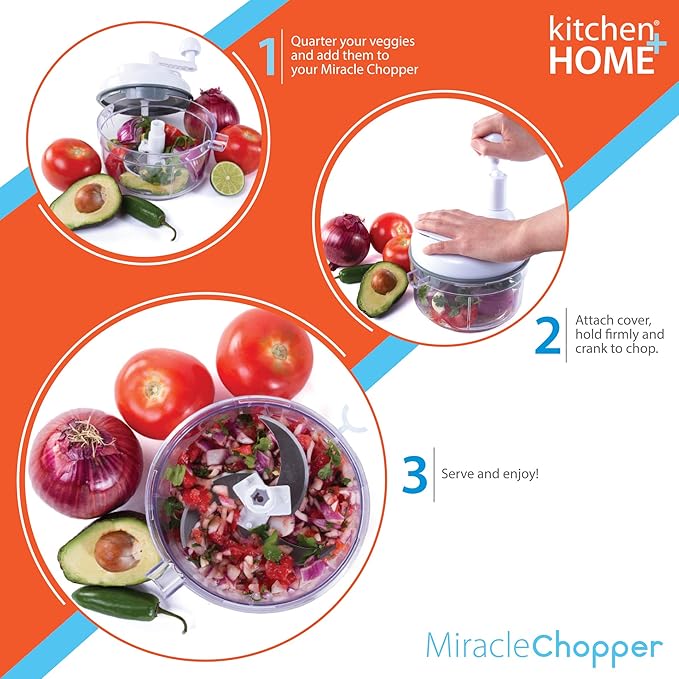 Kitchen Home Manual Food Chopper - 5 in 1 Miracle Chopper, Salsa Maker, Blender, Slicer, Shredder and Julienne – As Seen on TV Manual Food Processor