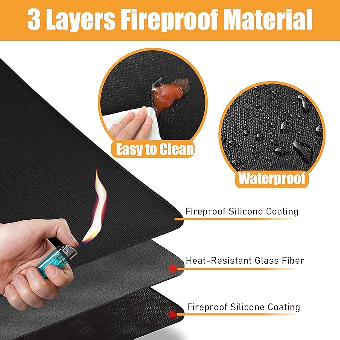 Heat Resistant Mats for Kitchen Countertop 21x29.5in,Coffee Mat,Coffee Bar Mat for Countertops,Air Fryer Deep Fryer Mat to Protect quartz Countertop,Kitchen Hot Pad,Waterproof mat for Kitchen, Black