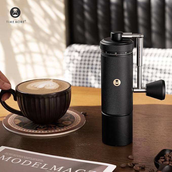 TIMEMORE Chestnut S3 Coffee Grinder with External Point to Point Precision Digital Adjustment, Stainless Steel S2C890 Burr, 30g Capacity, Suitable for Travel/Camping.(S3 Black)