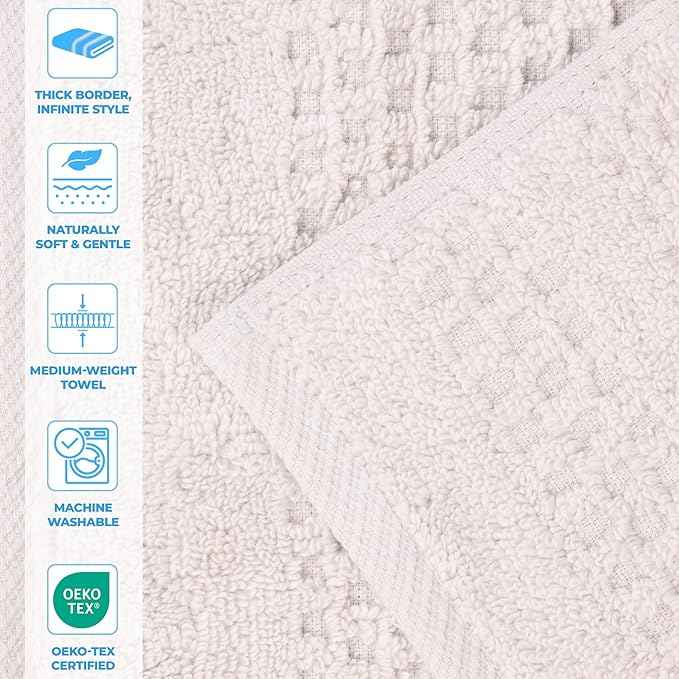 Superior Playa Zero Twist Cotton Medium Weight Small Towels, for Kitchen, Bathroom, Shower, Spa, Plush, Quick Dry, Ultra-Soft Essentials, Waffle Textured, Face Towels Washcloths, Set of 12, Silver