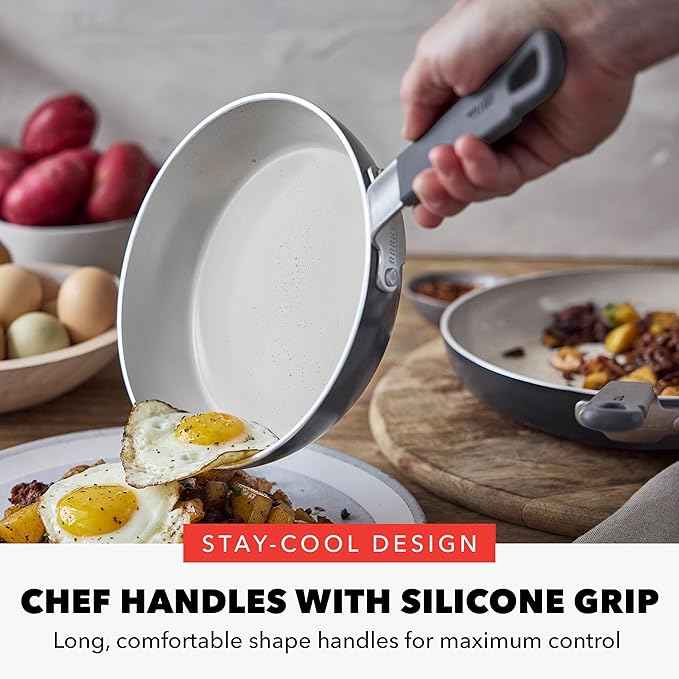 GreenPan x Bobby Flay 13 Piece Nonstick Cookware Pots and Pans Set, PFAS-Free Diamond Ceramic, Induction Suitable, Easy Clean Dishwasher & Oven Safe, Stay-Cool Silicone Handles, Glass Lids, Graphite