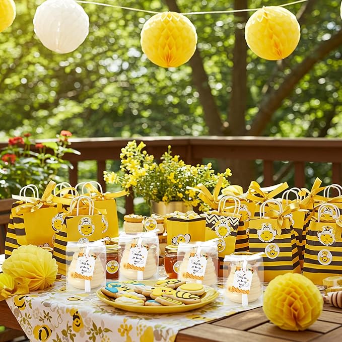 Yinder 1 Pcs Baby Shower Prize for Winners Honey Party Favors 3 oz Ceramic Honey Jars with Dippers Mini Bee Themed Pots with Goodie Boxes for Baby Shower Wedding Favors Bee Themed Party Gifts
