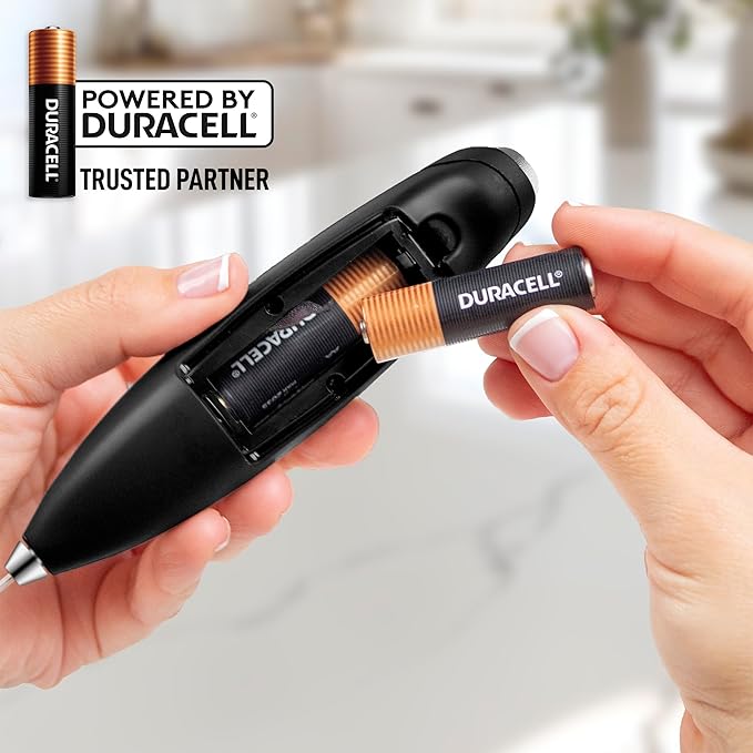 Zulay Kitchen Powerful Milk Frother Wand With 4 AA Duracell Batteries - Ultra Fast Handheld Drink Mixer - Electric Whisk Foam Maker for Coffee, Lattes, Cappuccino, Matcha & Creamer - Metallic Black