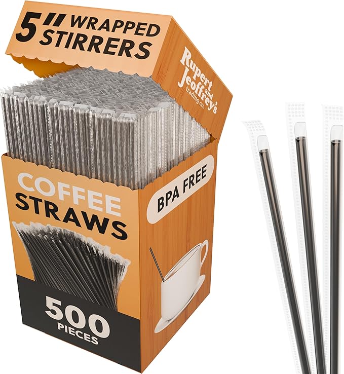 Individually Wrapped Coffee Stirrers (Black, 500)