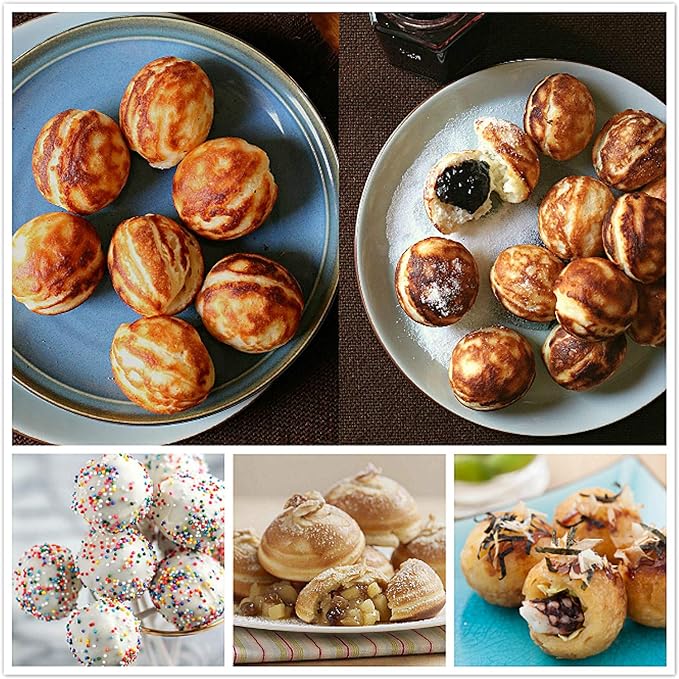 Health and Home Electric Japanese Takoyaki Octopus Pan 8- Balls,Cake Pops Maker With Nonstick Coating,dessert,Maker Danish Aebleskiver and Ebelskiver Maker